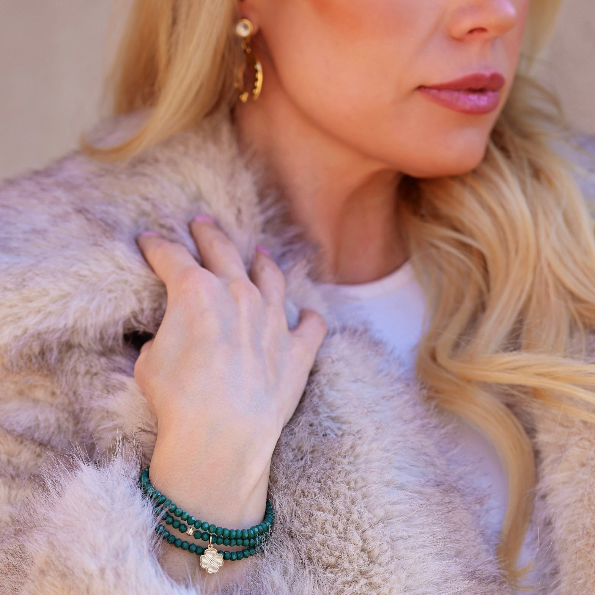 Shamrock Beaded Charm Bracelet