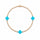 Bracelet with gold beads and turquoise cross charms on a white background
