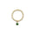 A gold-filled charm ring with a green-colored charm