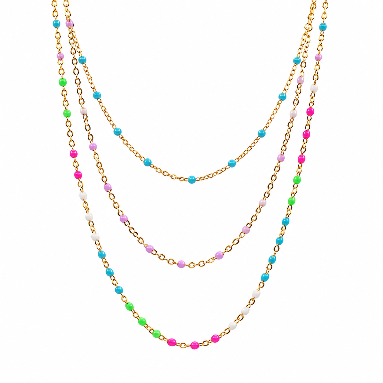 colorful necklace stack