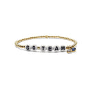 Bracelet with 'GO TEAM' beads on a white background