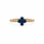 Gold beaded ring with a navy blue cross on a white background