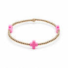 Halo Bracelet in Hot Pink featuring colorful cross accents and 14k gold-filled beads