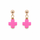 Pink Halo Earrings featuring pink cross charms on 14k gold-filled posts.