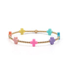 Colorful rainbow beaded cross bracelet
