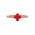 Gold beaded ring with a red cross on a white background