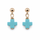 Blue Halo Earrings featuring blue cross charms on 14k gold-filled posts.
