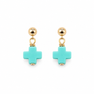 Mint Halo Earrings featuring mint cross charms on gold-filled posts.