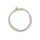 A white freshwater pearl bracelet with .925 Sterling Silver beads and gold accents, displayed against a neutral background.