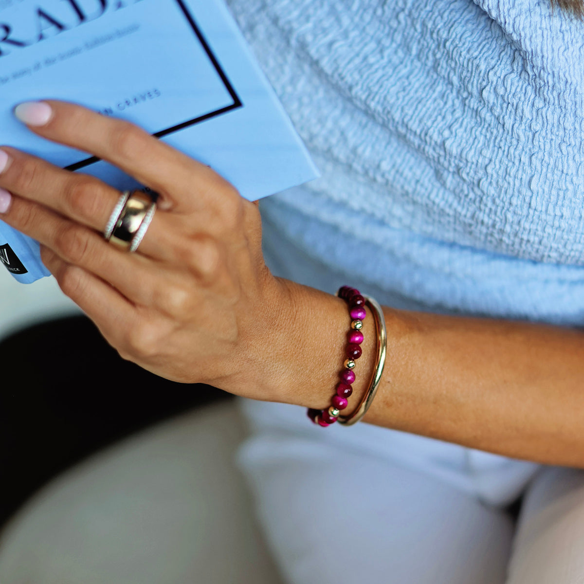 Bowood Lane Pink Tiger Eye Stretch Bracelet